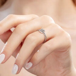 0,15 Karat Baget Pırlanta Yüzük - 5