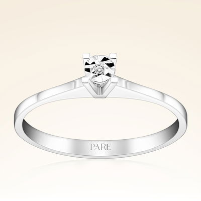 0,15 Karat Görünümlü Tektaş Efektli Pırlanta Yüzük - Pare Pırlanta