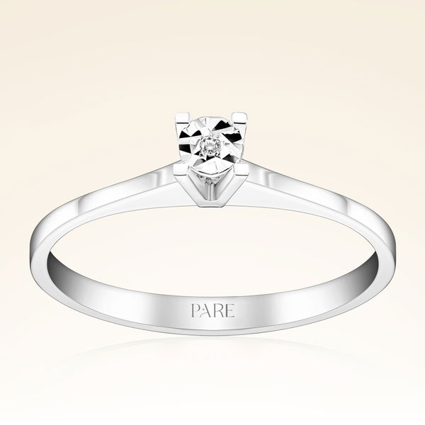 0,15 Karat Görünümlü Tektaş Efektli Pırlanta Yüzük - Pare Pırlanta