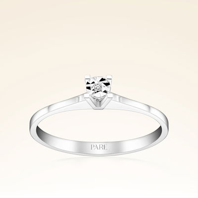 0,15 Karat Görünümlü Tektaş Efektli Pırlanta Yüzük - Pare Pırlanta