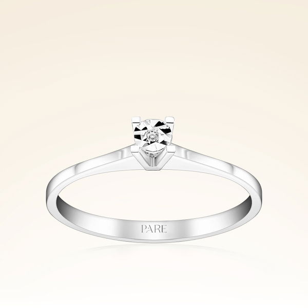 0,15 Karat Görünümlü Tektaş Efektli Pırlanta Yüzük - Pare Pırlanta