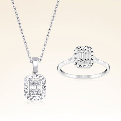 0,15 Karat Pırlantalı Baget Set - Pare Pırlanta