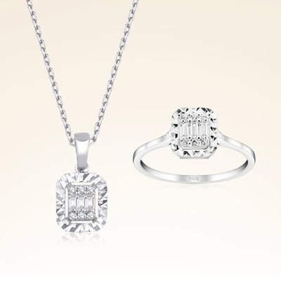 0,15 Karat Pırlantalı Baget Set - Pare Pırlanta