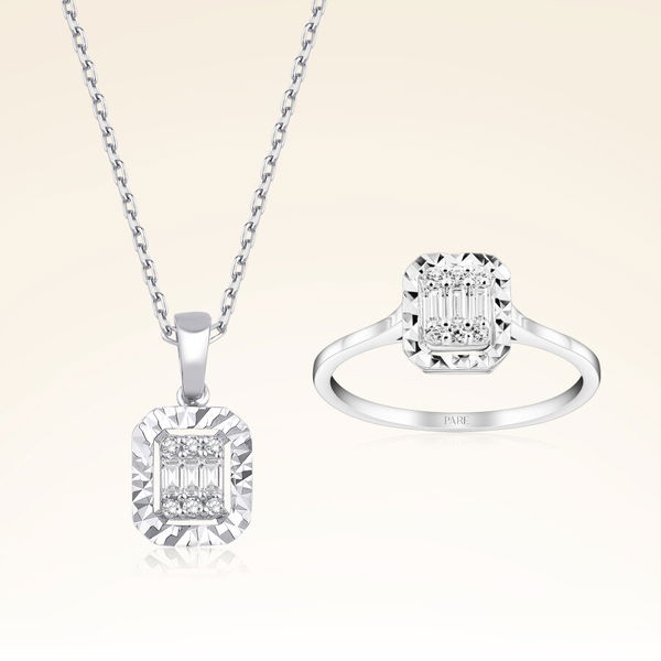 0,15 Karat Pırlantalı Baget Set - Pare Pırlanta