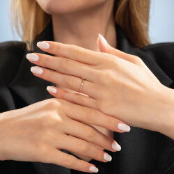 0,15 Karat Pırlanta Baget Taşlı Rose Yüzük - 3