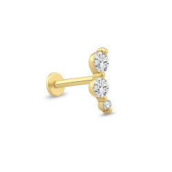 0,15 Karat Pırlanta Üç Taşlı Helix Piercing - P0004076 - 2