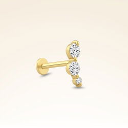 0,15 Karat Pırlanta Üç Taşlı Helix Piercing - 2