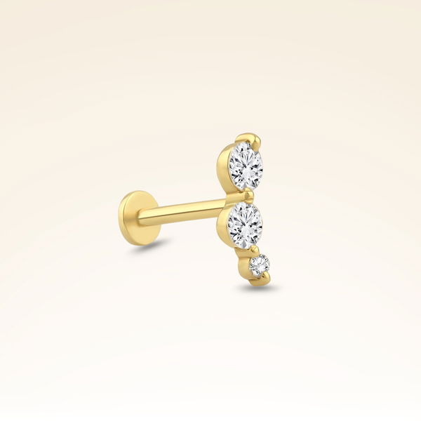0,15 Karat Pırlanta Üç Taşlı Helix Piercing - Pare Pırlanta