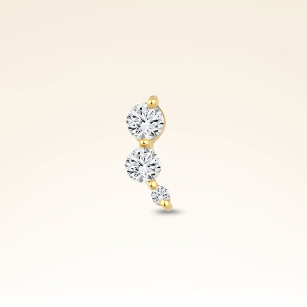 0,15 Karat Pırlanta Üç Taşlı Helix Piercing - Pare Pırlanta