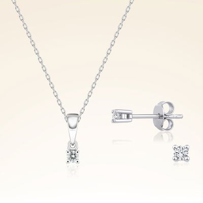 0,15 Karat Pırlantalı Tektaş Set - Pare Pırlanta