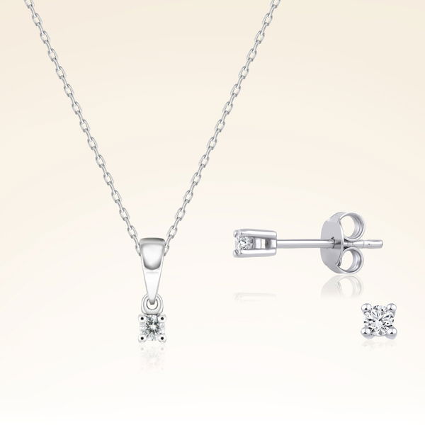 0,15 Karat Pırlantalı Tektaş Set - Pare Pırlanta