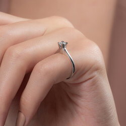 0,15 Karat Tektaş Pırlanta Yüzük - 7