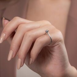 0,15 Karat Tektaş Pırlanta Yüzük - 6