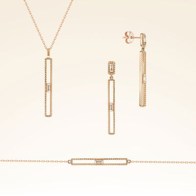 0.17 Karat Baget Pırlanta Set - Pare Pırlanta