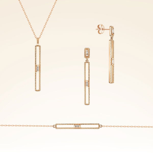 0.17 Karat Baget Pırlanta Set - Pare Pırlanta