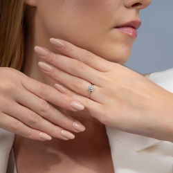 0,17 Karat Baget Pırlanta Yüzük - 4