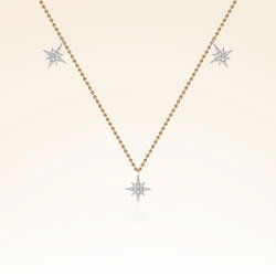 0,17 Karat Fantezi Pırlanta Üç Yıldız Kolye - 1