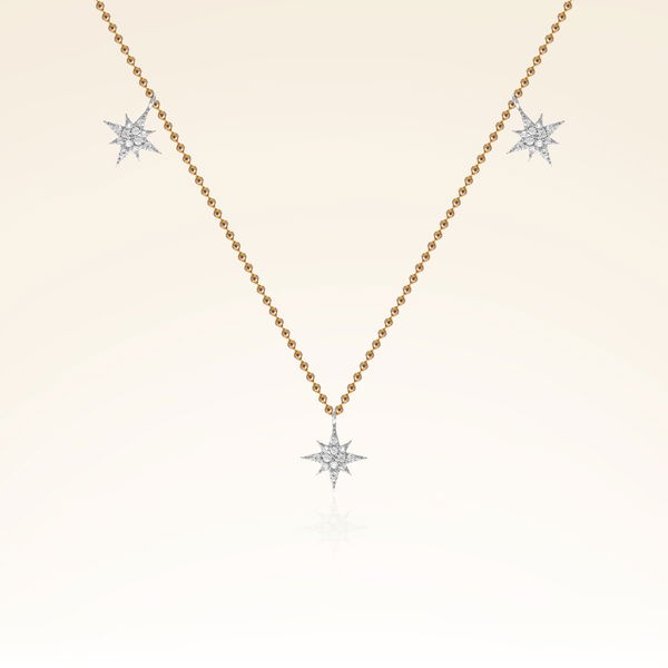 0,17 Karat Fantezi Pırlanta Üç Yıldız Kolye - Pare Pırlanta