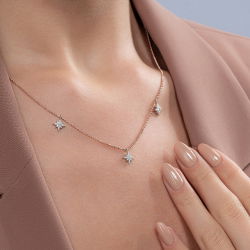 0,17 Karat Fantezi Pırlanta Üç Yıldız Kolye - PR00871 - 2