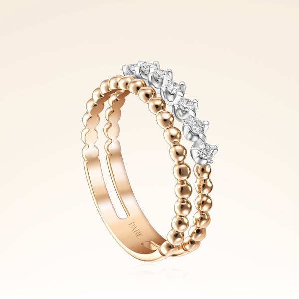 0,17 Karat Pırlanta İki Sıralı Renkli Yüzük - Pare Pırlanta