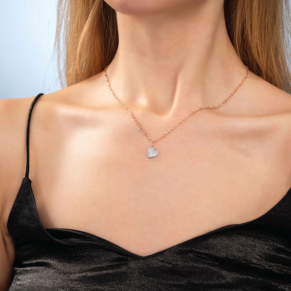 0,17 Karat Pırlantalı Trend Kalp Kolye - Pare Pırlanta