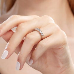0,17 Karat Yarımtur Pırlanta Yüzük - 4
