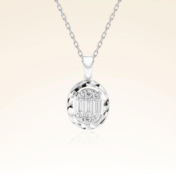 0,18 Karat Efektli Baget Pırlanta Kolye - Pare Pırlanta