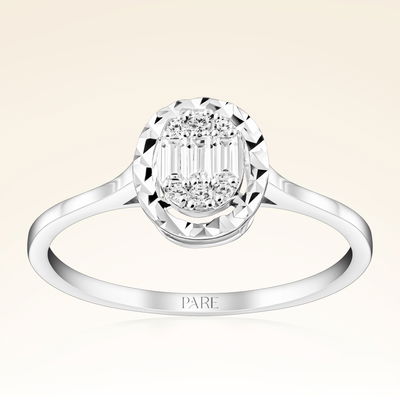 0,18 Karat Efektli Baget Pırlanta Yüzük - Pare Pırlanta