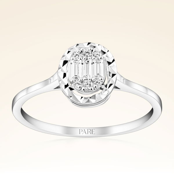 0,18 Karat Efektli Baget Pırlanta Yüzük - Pare Pırlanta