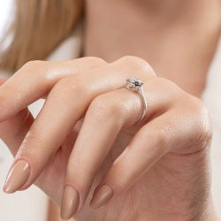 0,18 Karat Efektli Baget Pırlanta Yüzük - PR01066 - 6