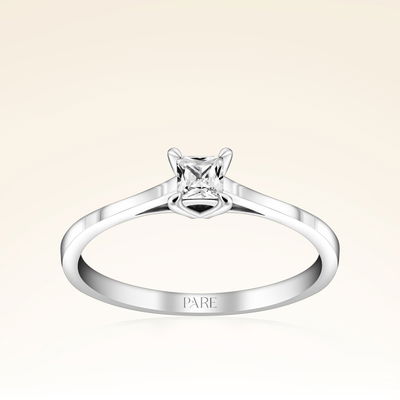 0,18 Karat Prenses Kesim Tektaş Pırlanta Yüzük - Pare Pırlanta