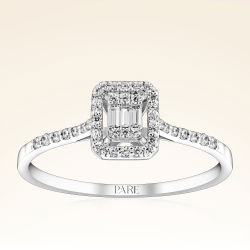 0,18 Karat Kolu Taşlı Baget Pırlanta Yüzük - PR00697 - 1