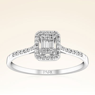 0,18 Karat Kolu Taşlı Baget Pırlanta Yüzük - PR00697 - Pare Pırlanta