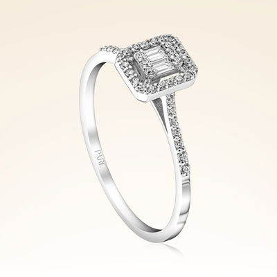 0,18 Karat Kolu Taşlı Baget Pırlanta Yüzük - PR00697 - Pare Pırlanta