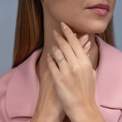 0,18 Karat Kolu Taşlı Baget Pırlanta Yüzük - PR00697 - 4