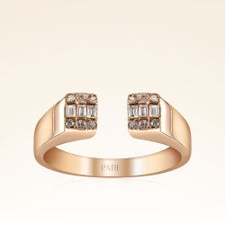 0,18 Karat Pırlanta Rose Baget Taşlı Yüzük - 1