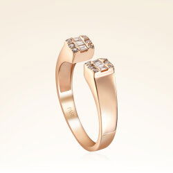 0,18 Karat Pırlanta Rose Baget Taşlı Yüzük - 2