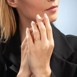 0,18 Karat Pırlanta Rose Baget Taşlı Yüzük - 3