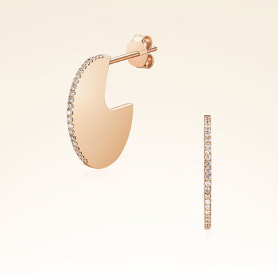 0,18 Karat Pırlantalı Rose Trend Küpe - Pare Pırlanta