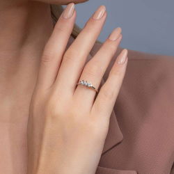 0,18 Karat Tria Pırlanta Yüzük - 4