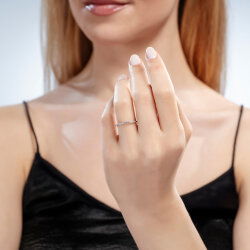 0,18 Karat Yarımtur Pırlanta Yüzük - 3