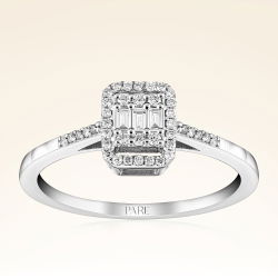 0,19 Karat Kolu Taşlı Baget Pırlanta Yüzük - 1