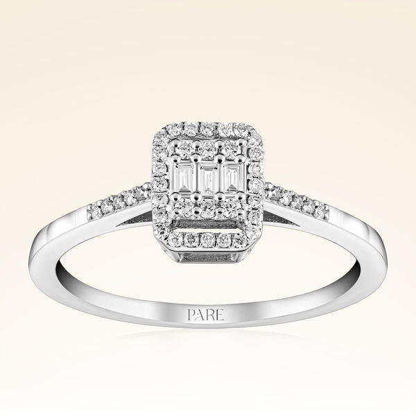 0,19 Karat Kolu Taşlı Baget Pırlanta Yüzük - Pare Pırlanta