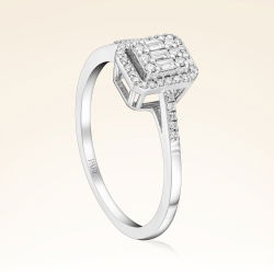 0,19 Karat Kolu Taşlı Baget Pırlanta Yüzük - 2