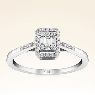 0,19 Karat Kolu Taşlı Baget Pırlanta Yüzük - Pare Pırlanta