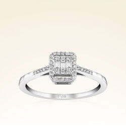 0,19 Karat Kolu Taşlı Baget Pırlanta Yüzük - 1