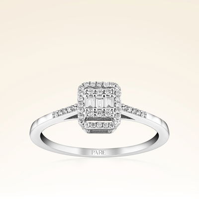 0,19 Karat Kolu Taşlı Baget Pırlanta Yüzük - Pare Pırlanta