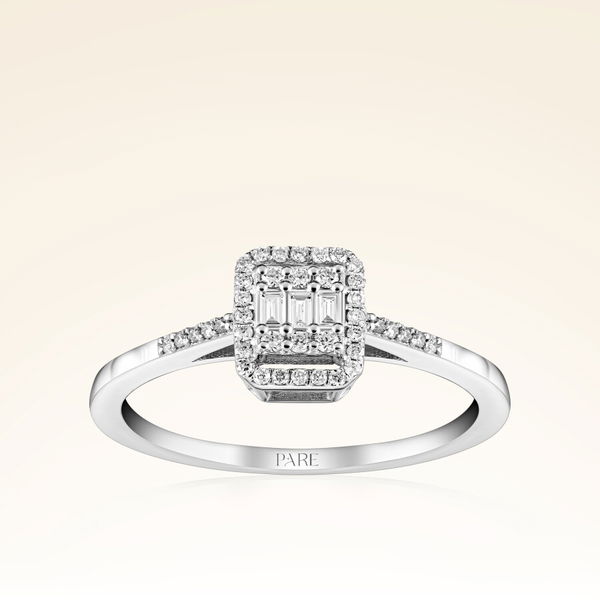 0,19 Karat Kolu Taşlı Baget Pırlanta Yüzük - Pare Pırlanta