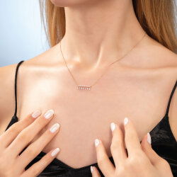 0,19 Karat Pırlantalı Baget Trend Kolye - 2