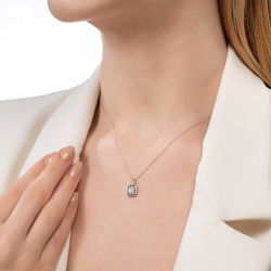 0,20 Karat Efektli Baget Pırlanta kolye - PR01058 - 3